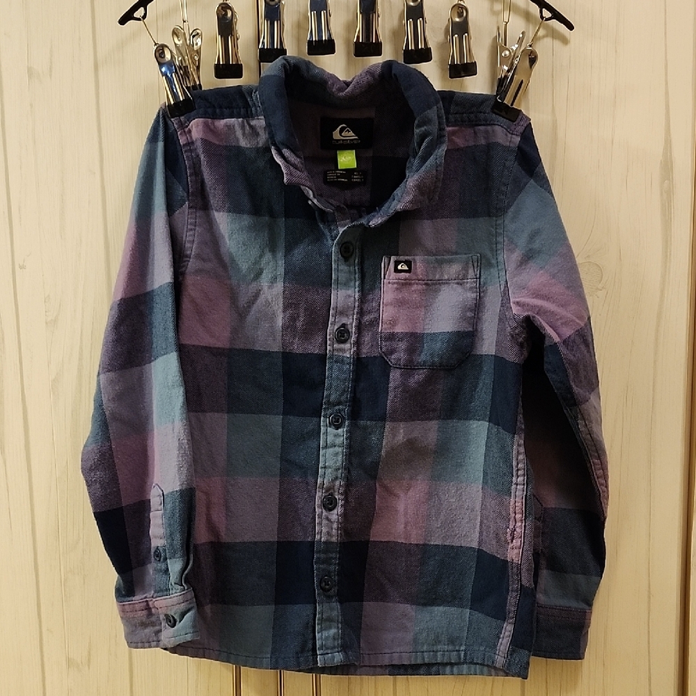 Quiksilver Blue and Purple Checkered Shirt